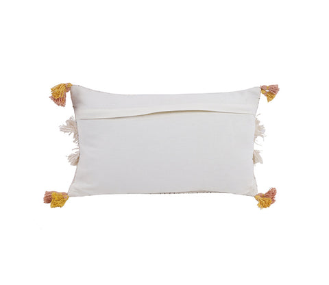 Ivory Jute Cotton Tassel Cushion Covers - Set of 2 (20 x 12 inch)