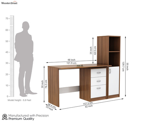 Calisto Engineered Wood Study Table (Exotic Teak Frosty White)