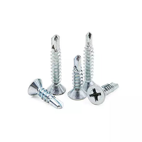 Self Screw Nickel Plated Self Drilling Screw CSK Phillips Bugle Head Pack of 500 Pcs( 100 x 10, 75 x 10, 38 x 8,  25 x 7,60 x10,50 x8 , 38 x8)size