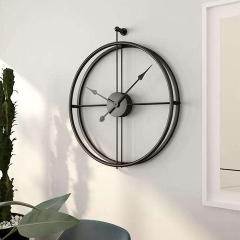 Black Round Analog Metal Wall Clock