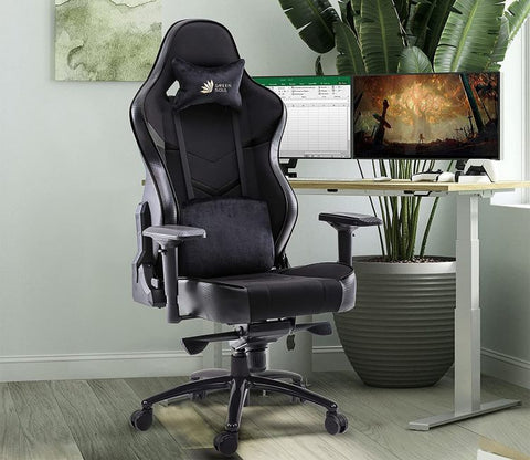 Monster T Spandex Fabric And PU Leather Frog Mechanism Gaming Chair (Black)