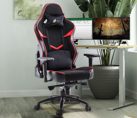 Monster T Spandex Fabric And PU Leather Frog Mechanism Gaming Chair (Red)