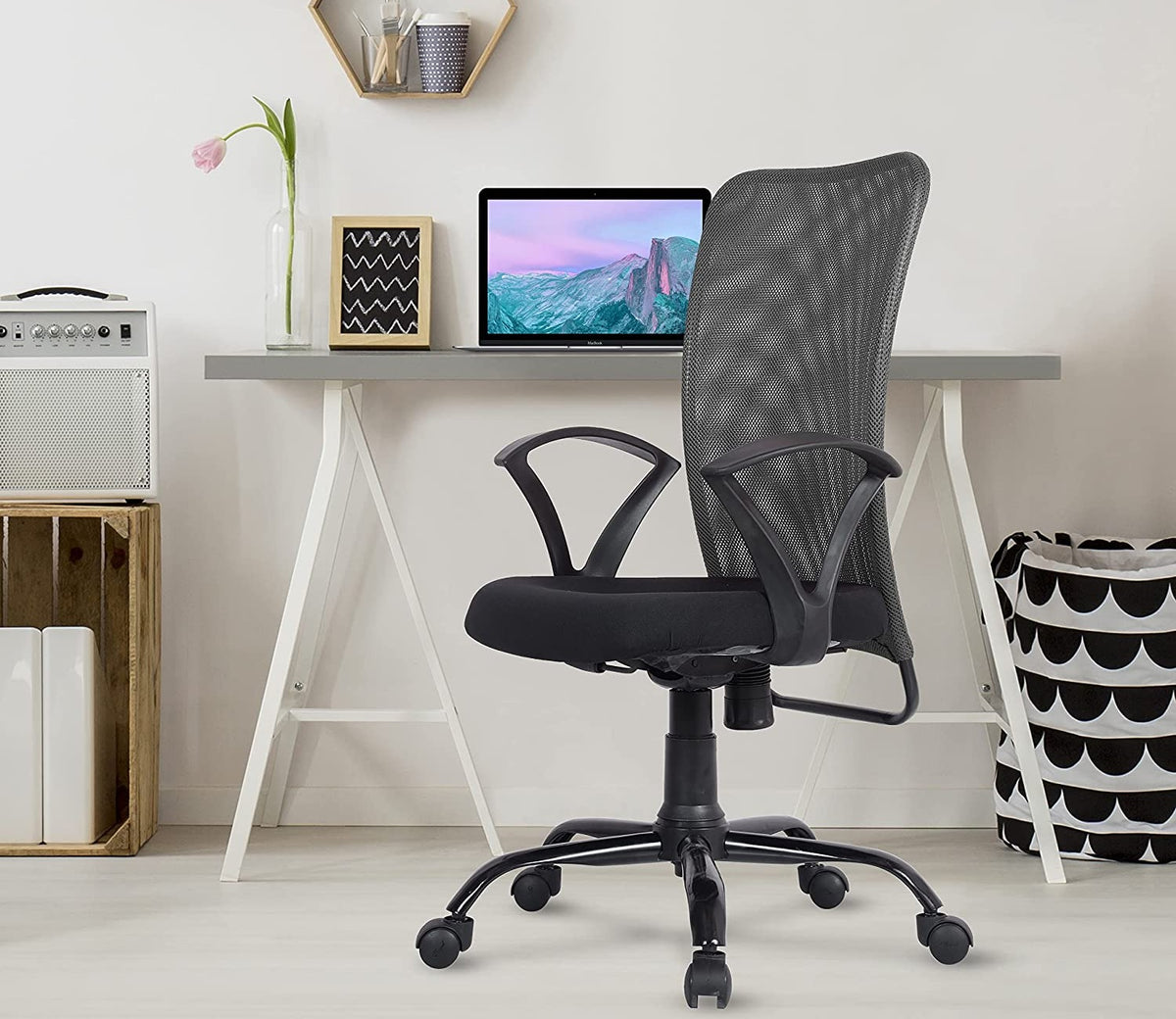 Seoul Mesh Ergonomic Upholstered High Back Office Chair (Grey)