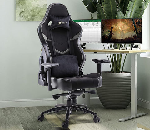 Monster T Spandex Fabric And PU Leather Frog Mechanism Gaming Chair (Grey)