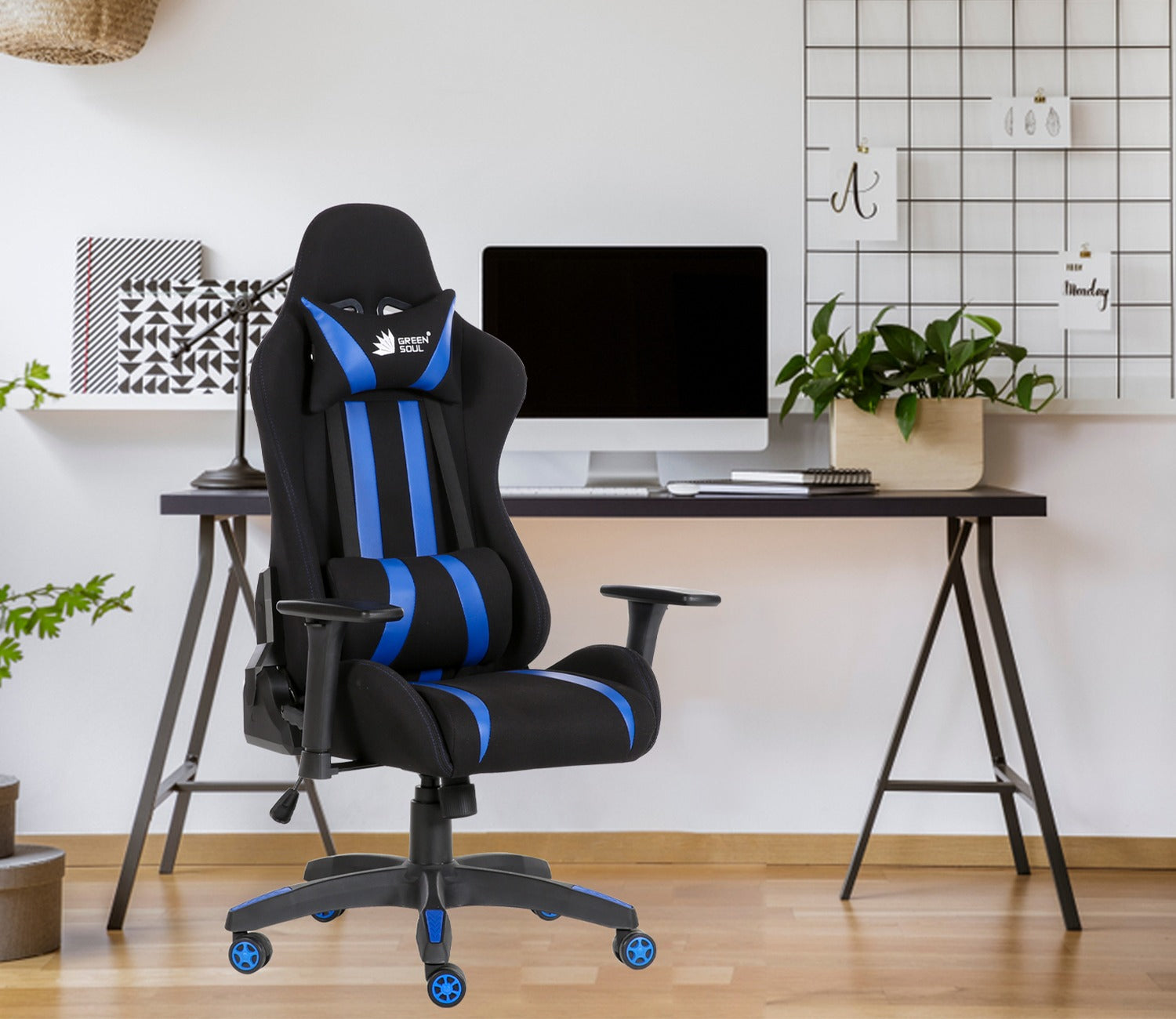 Beast PU Leather Butterfly Mechanism Gaming Chair (Blue)