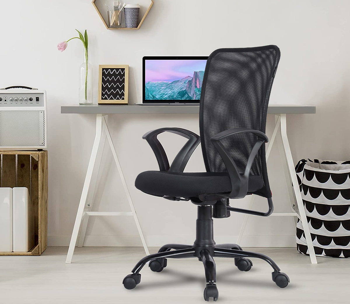 Seoul Mesh Ergonomic Upholstered High Back Office Chair (Black)