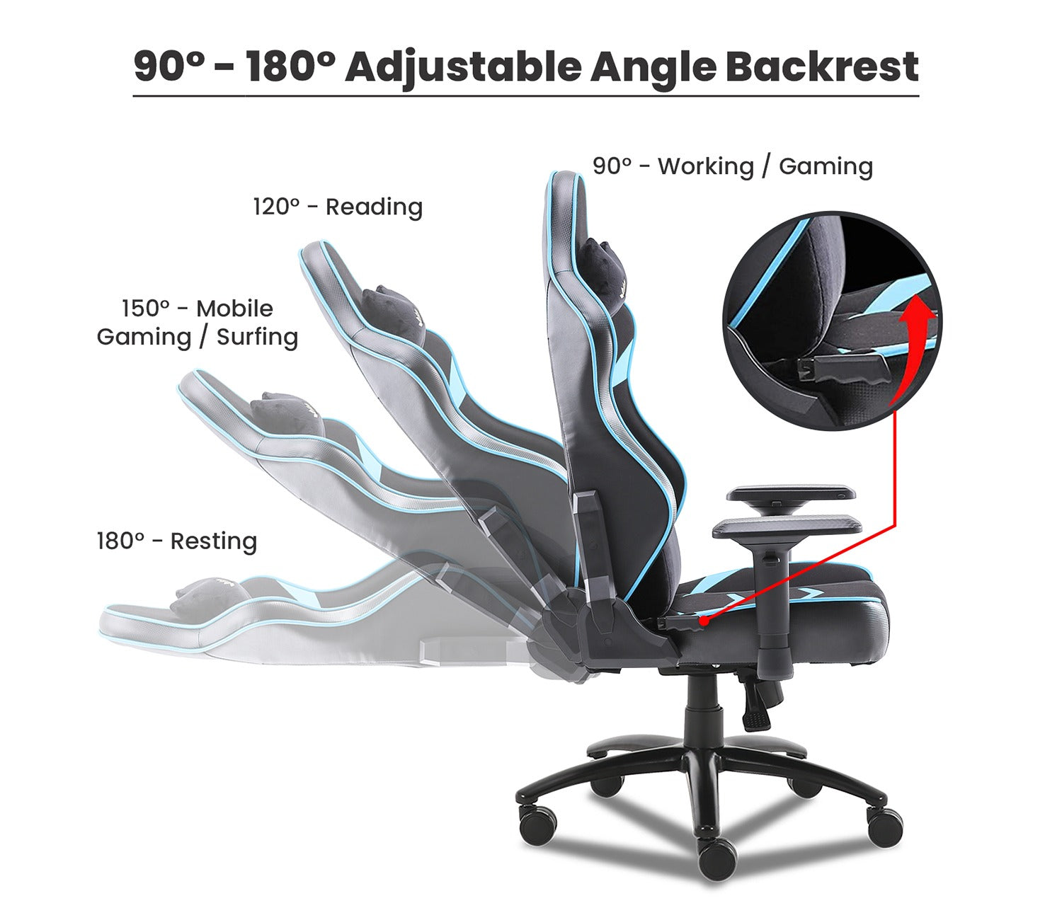 Monster S Deer Mechanism Spandex Fabric And PU Leather Gaming Chair (Blue)