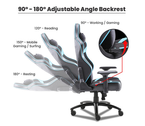 Monster S Deer Mechanism Spandex Fabric And PU Leather Gaming Chair (Blue)