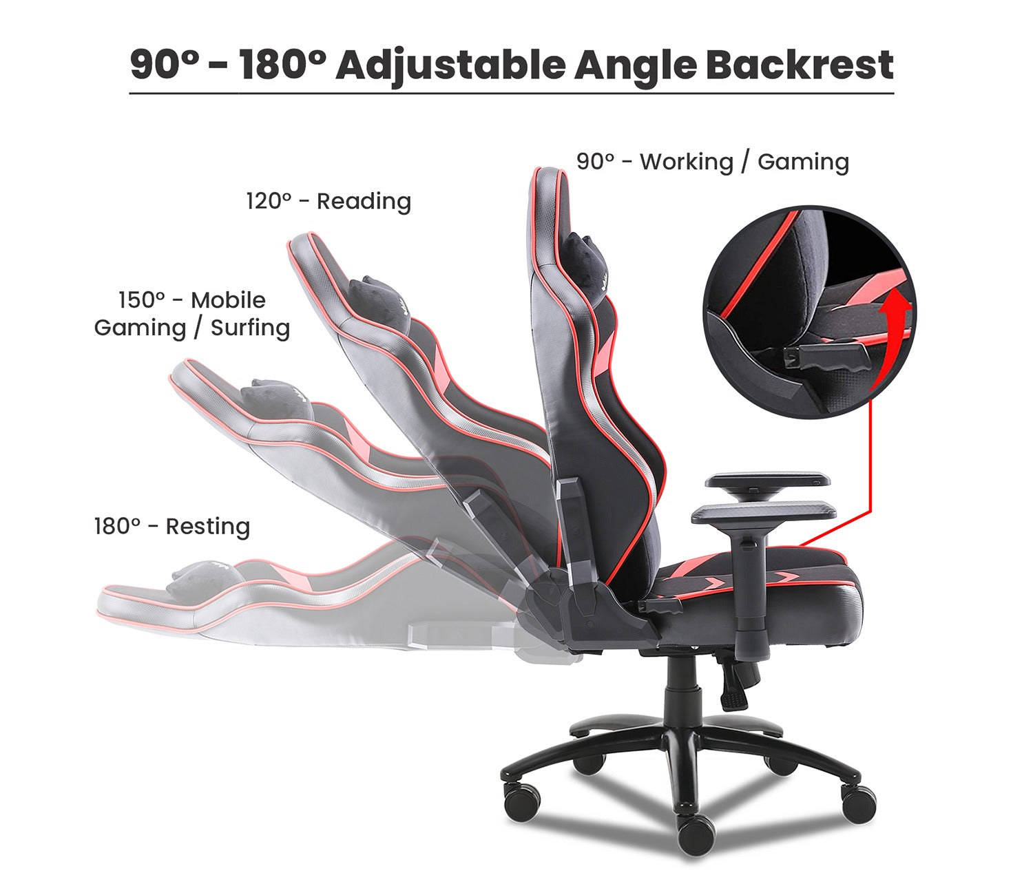 Monster S Deer Mechanism Spandex Fabric And PU Leather Gaming Chair (Red)