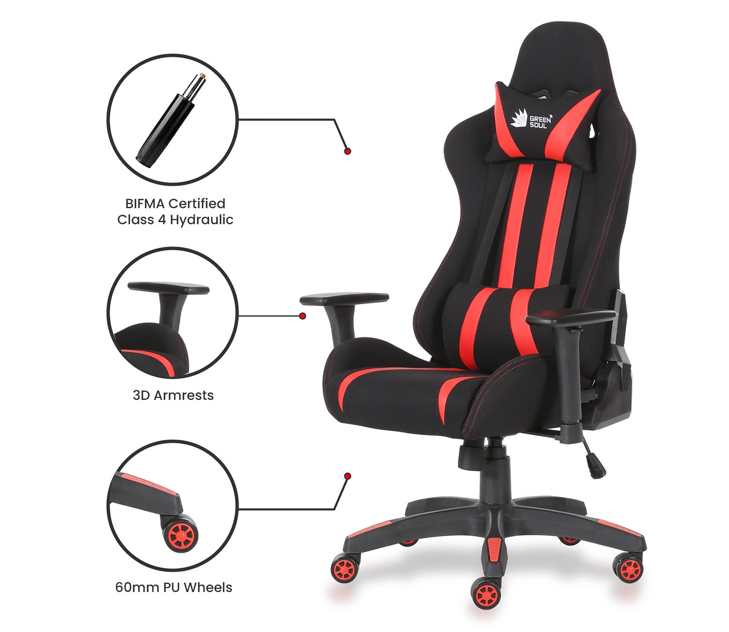 Beast PU Leather Butterfly Mechanism Gaming Chair (Red)