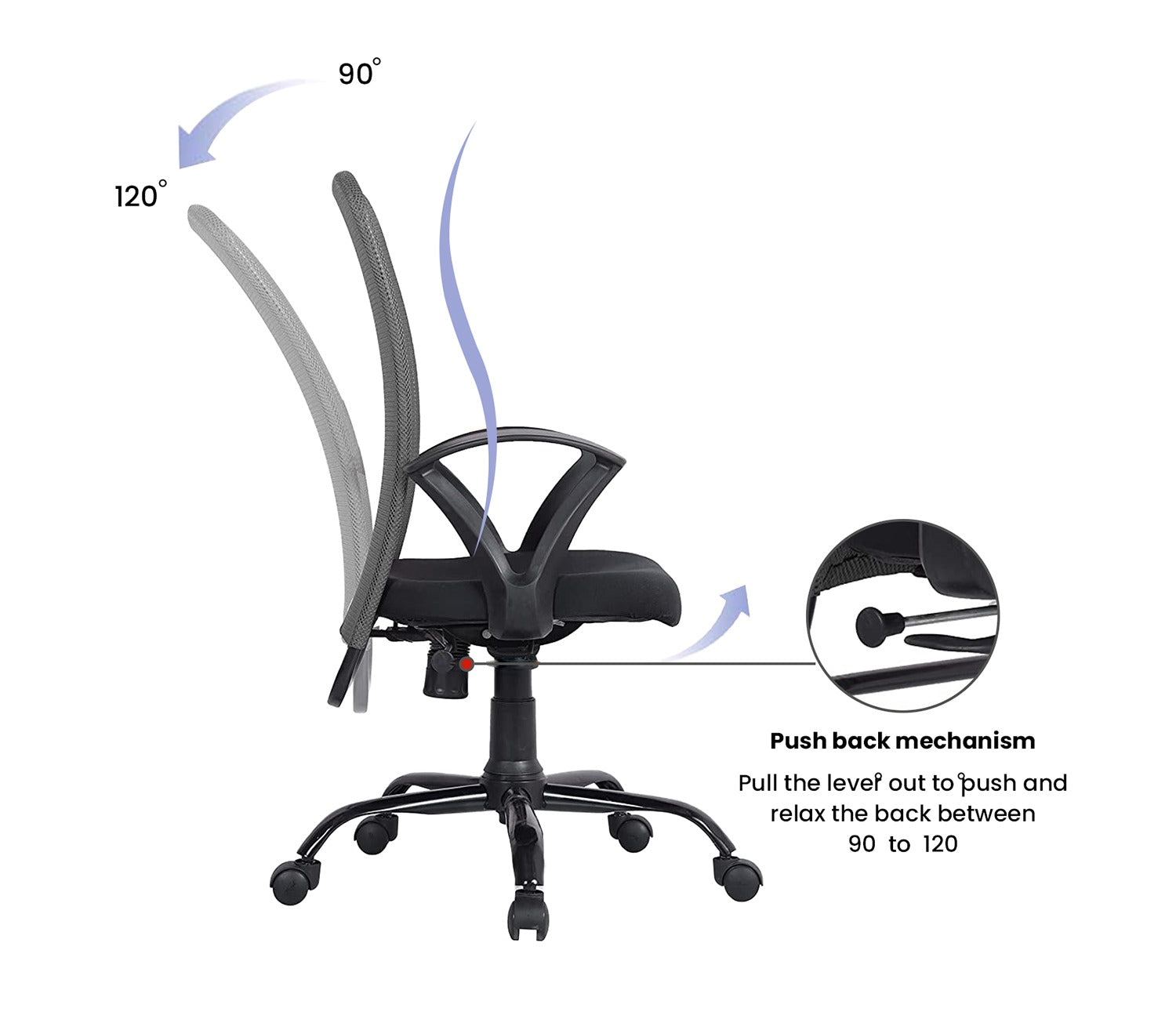 Seoul Mesh Ergonomic Upholstered High Back Office Chair (Grey)
