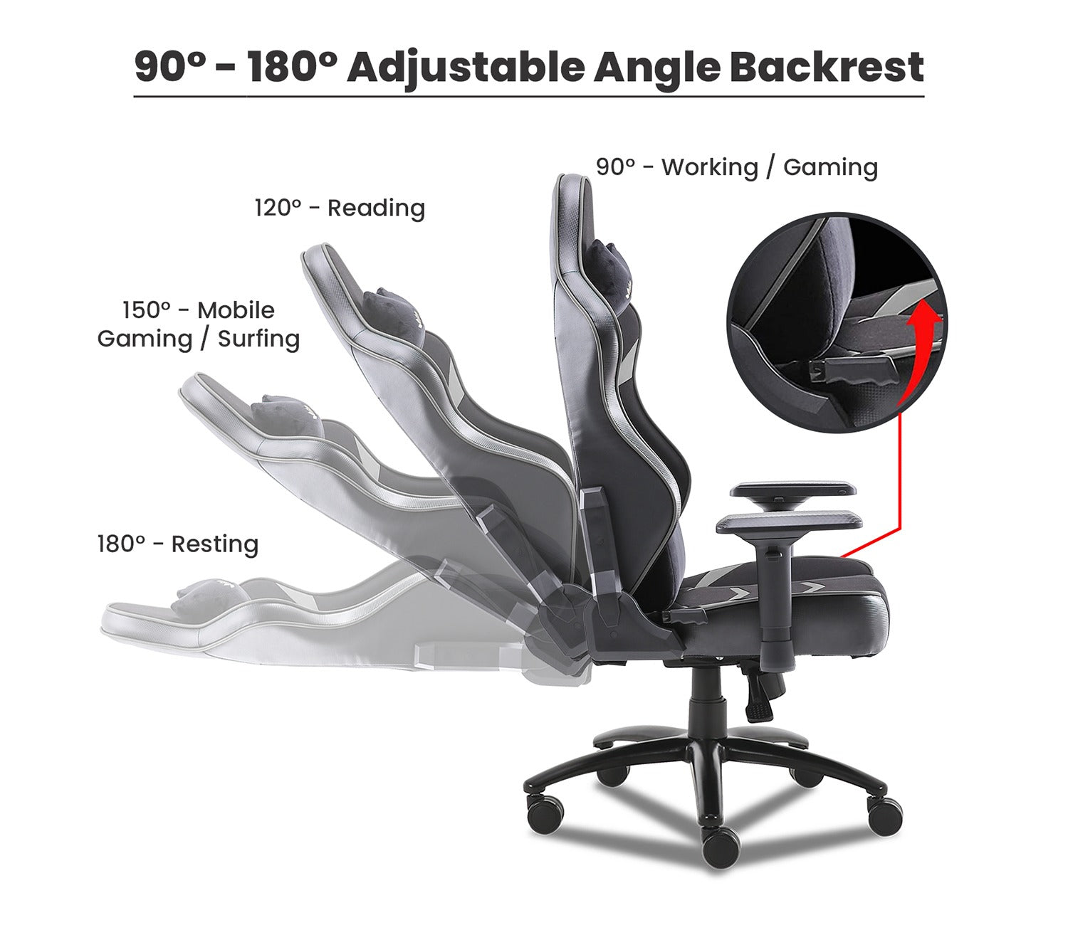 Monster S Deer Mechanism Spandex Fabric And PU Leather Gaming Chair (Grey)