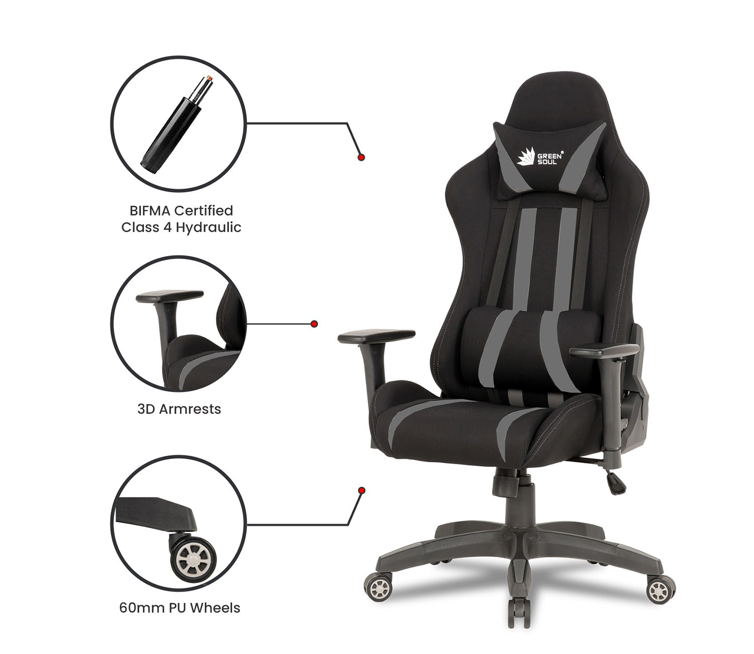 Beast PU Leather Butterfly Mechanism Gaming Chair (Grey)