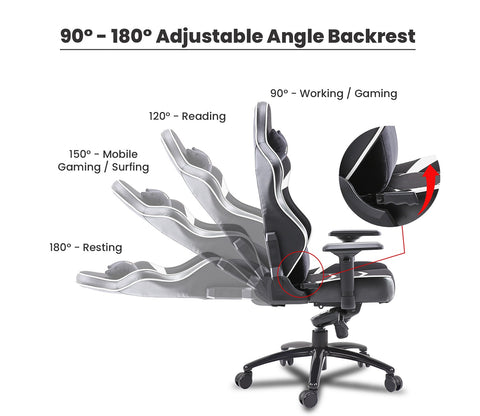 Monster T Spandex Fabric And PU Leather Frog Mechanism Gaming Chair (White)