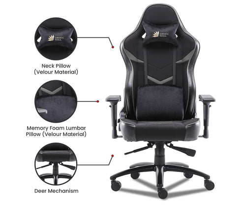 Monster S Deer Mechanism Spandex Fabric And PU Leather Gaming Chair (Grey)