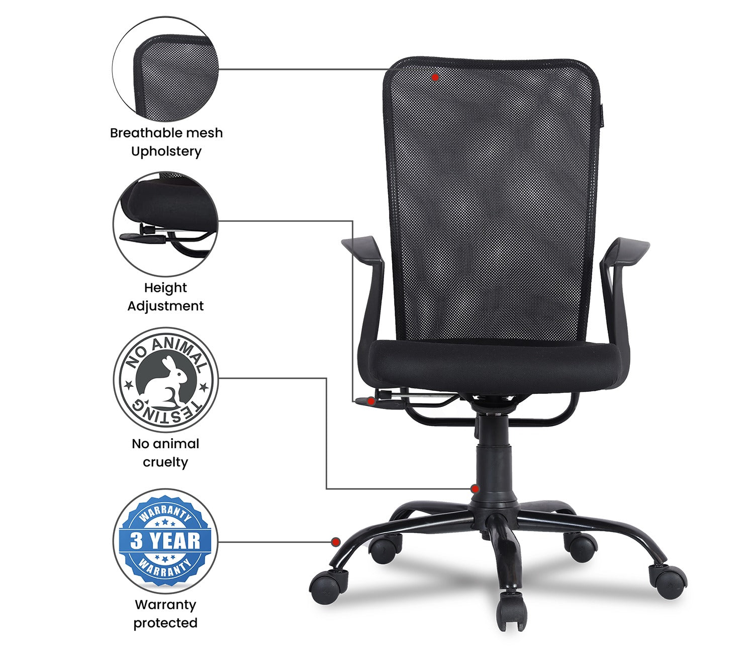 Seoul Mesh Ergonomic Upholstered High Back Office Chair (Black)
