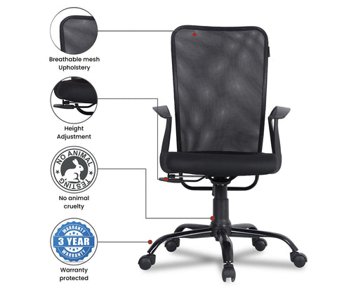 Seoul Mesh Ergonomic Upholstered High Back Office Chair (Black)