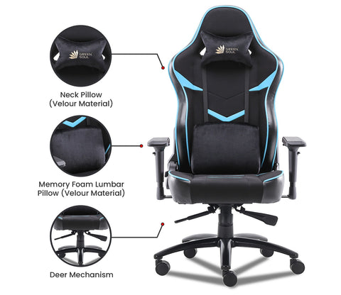 Monster S Deer Mechanism Spandex Fabric And PU Leather Gaming Chair (Blue)