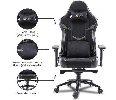Monster T Spandex Fabric And PU Leather Frog Mechanism Gaming Chair (Grey)