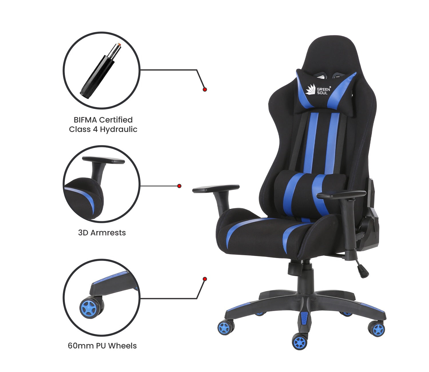 Beast PU Leather Butterfly Mechanism Gaming Chair (Blue)