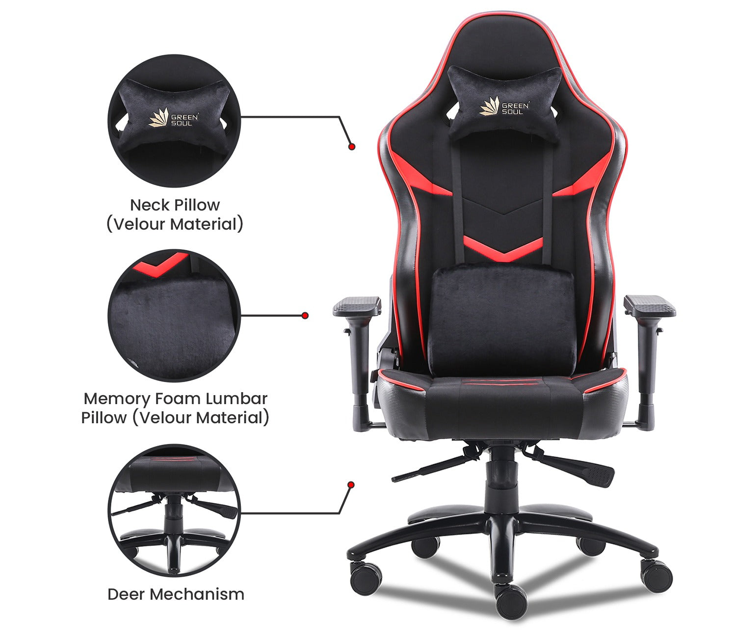 Monster S Deer Mechanism Spandex Fabric And PU Leather Gaming Chair (Red)