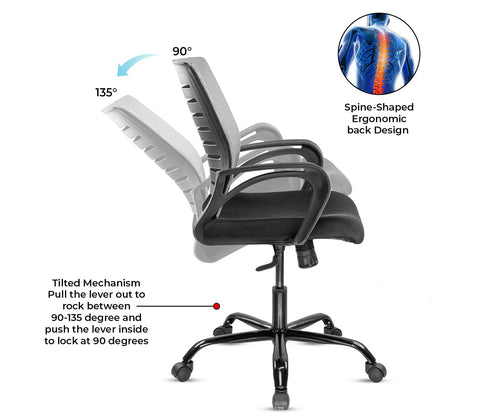Atom Breathable Mesh Adjustable Ergonomic Office Chair (Grey)