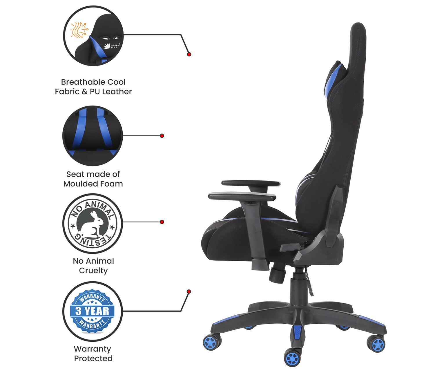 Beast PU Leather Butterfly Mechanism Gaming Chair (Blue)