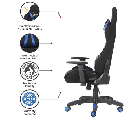 Beast PU Leather Butterfly Mechanism Gaming Chair (Blue)