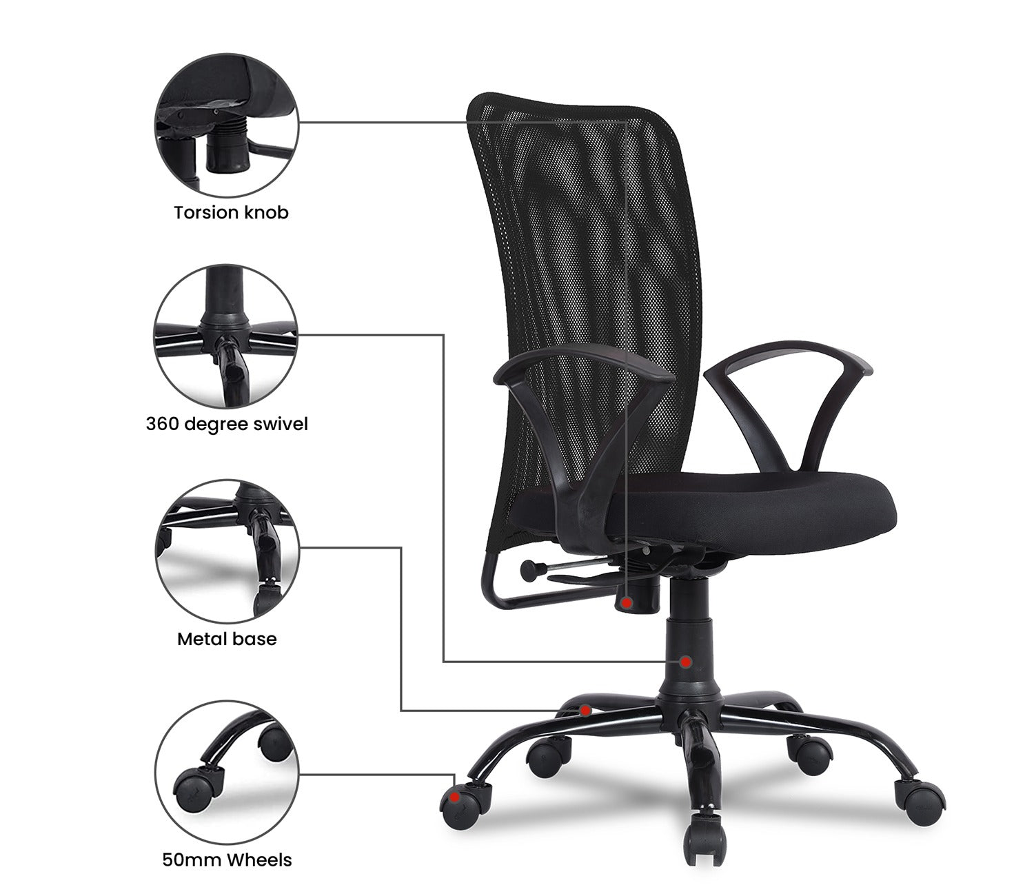 Seoul Mesh Ergonomic Upholstered High Back Office Chair (Black)