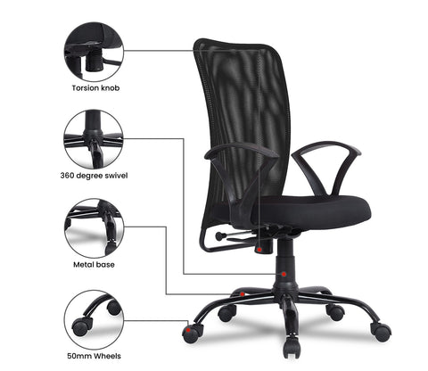Seoul Mesh Ergonomic Upholstered High Back Office Chair (Black)