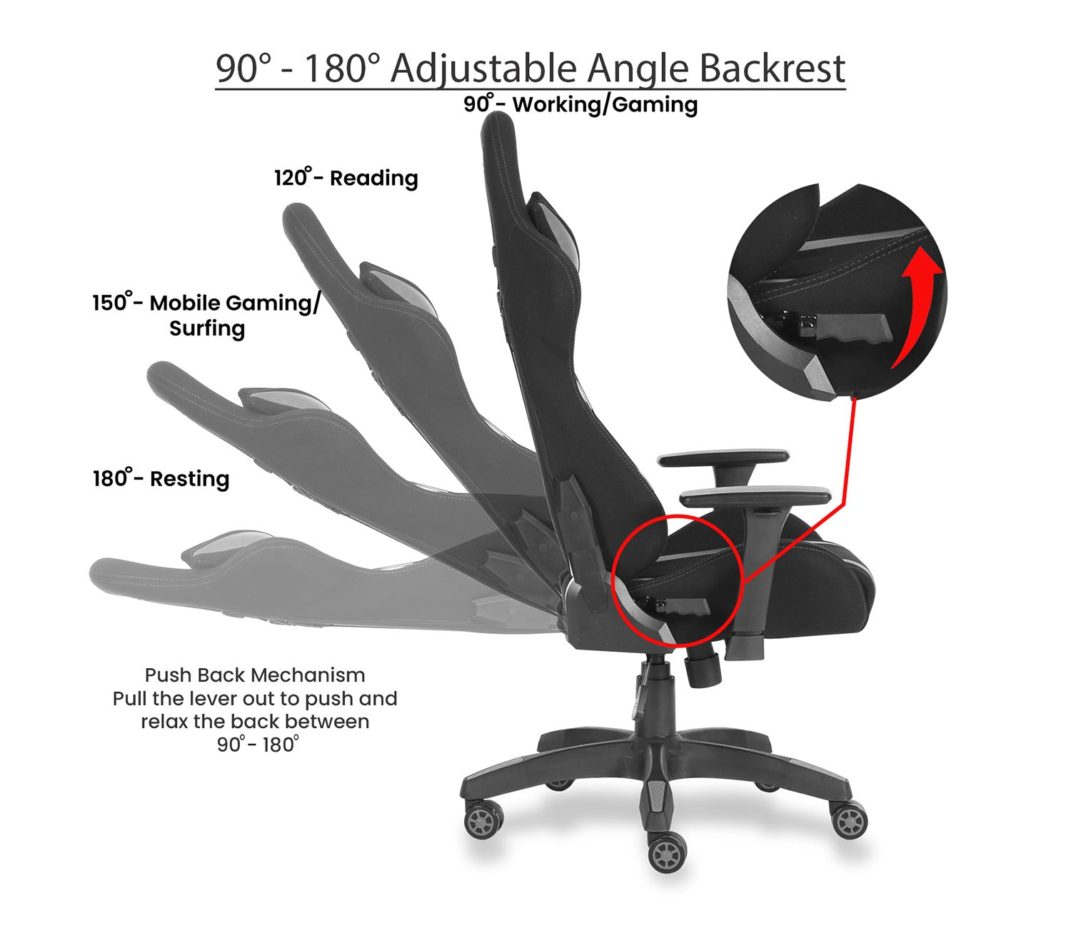 Beast PU Leather Butterfly Mechanism Gaming Chair (Grey)
