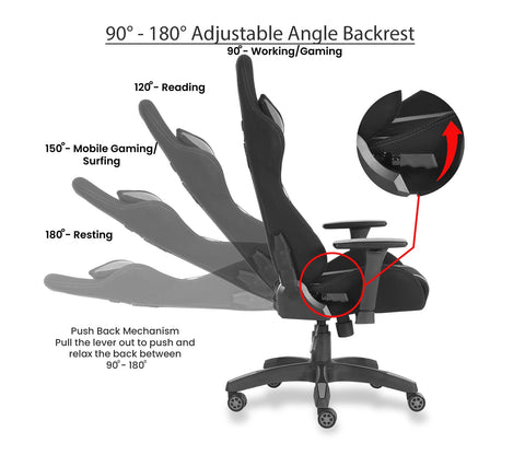 Beast PU Leather Butterfly Mechanism Gaming Chair (Grey)