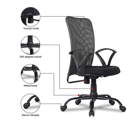 Seoul Mesh Ergonomic Upholstered High Back Office Chair (Grey)