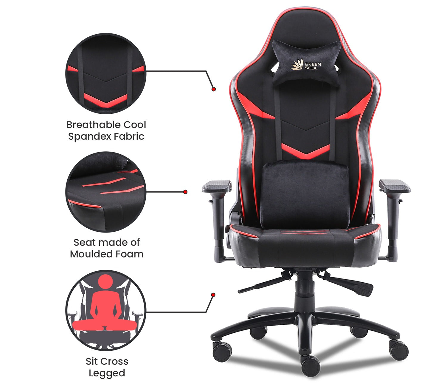 Monster S Deer Mechanism Spandex Fabric And PU Leather Gaming Chair (Red)