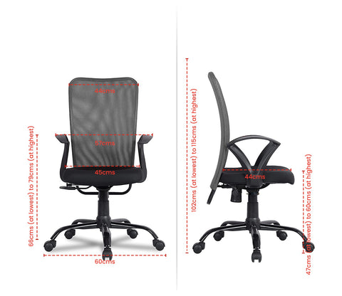 Seoul Mesh Ergonomic Upholstered High Back Office Chair (Grey)
