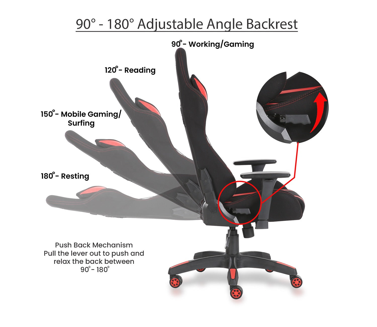 Beast PU Leather Butterfly Mechanism Gaming Chair (Red)