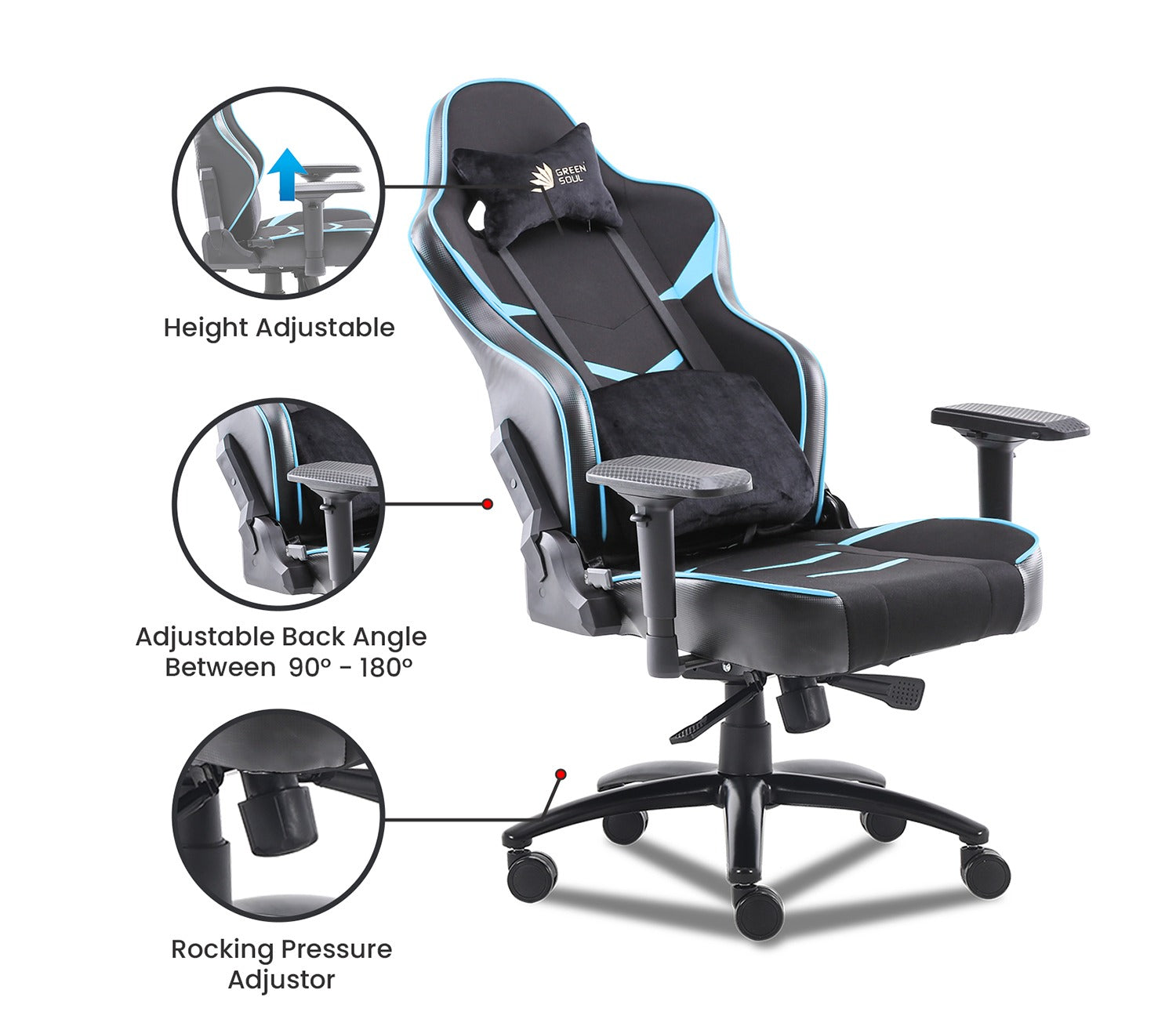 Monster S Deer Mechanism Spandex Fabric And PU Leather Gaming Chair (Blue)
