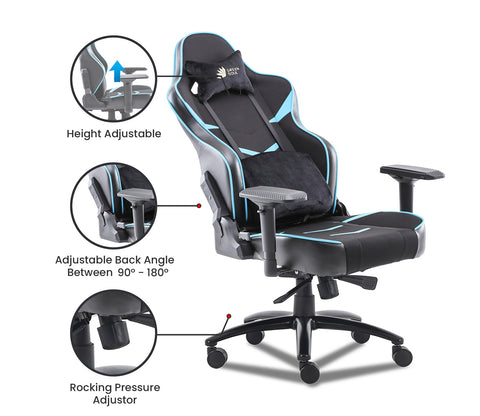 Monster S Deer Mechanism Spandex Fabric And PU Leather Gaming Chair (Blue)