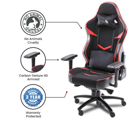 Monster T Spandex Fabric And PU Leather Frog Mechanism Gaming Chair (Red)