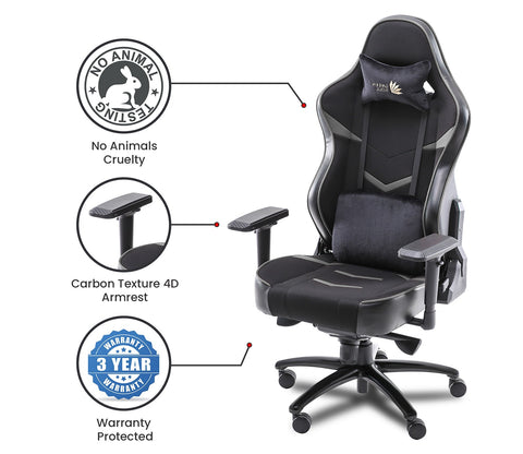 Monster T Spandex Fabric And PU Leather Frog Mechanism Gaming Chair (Grey)