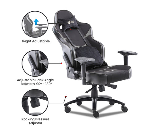 Monster S Deer Mechanism Spandex Fabric And PU Leather Gaming Chair (Grey)