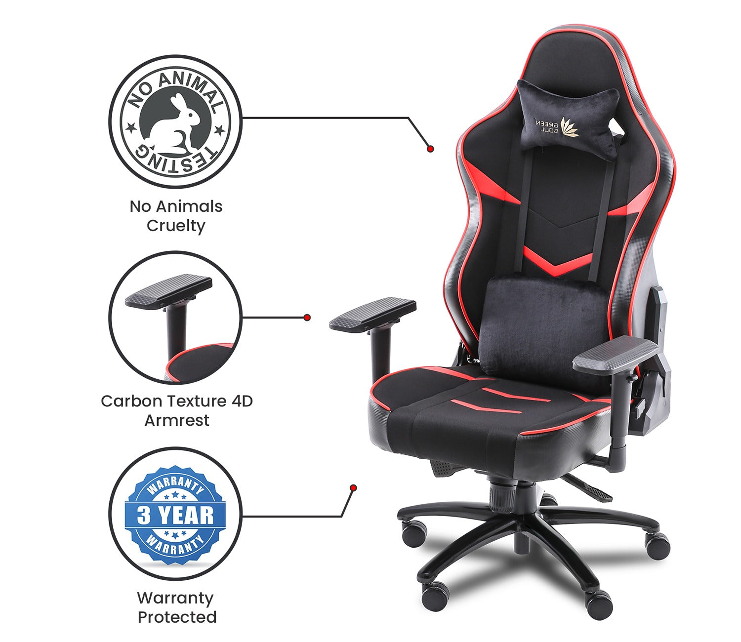 Monster S Deer Mechanism Spandex Fabric And PU Leather Gaming Chair (Red)
