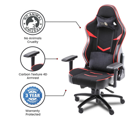 Monster S Deer Mechanism Spandex Fabric And PU Leather Gaming Chair (Red)