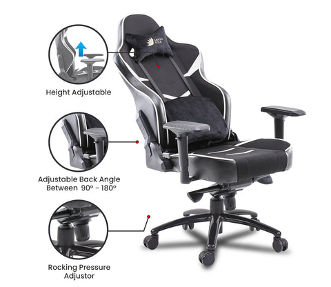 Monster T Spandex Fabric And PU Leather Frog Mechanism Gaming Chair (White)