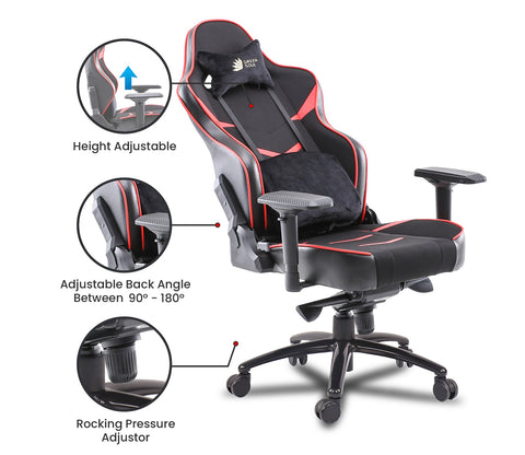 Monster T Spandex Fabric And PU Leather Frog Mechanism Gaming Chair (Red)