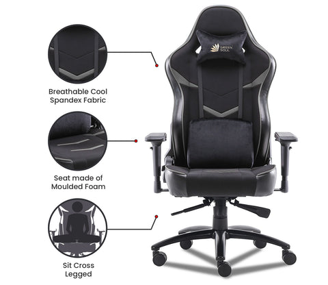 Monster S Deer Mechanism Spandex Fabric And PU Leather Gaming Chair (Grey)