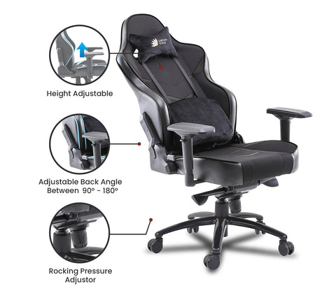 Monster T Spandex Fabric And PU Leather Frog Mechanism Gaming Chair (Black)
