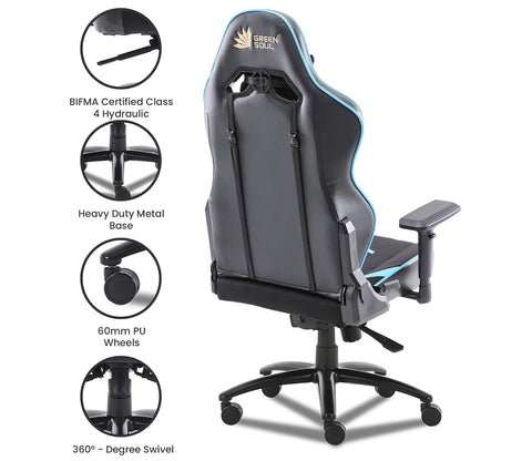 Monster S Deer Mechanism Spandex Fabric And PU Leather Gaming Chair (Blue)