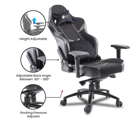 Monster T Spandex Fabric And PU Leather Frog Mechanism Gaming Chair (Grey)