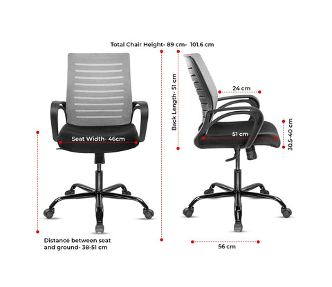 Atom Breathable Mesh Adjustable Ergonomic Office Chair (Grey)